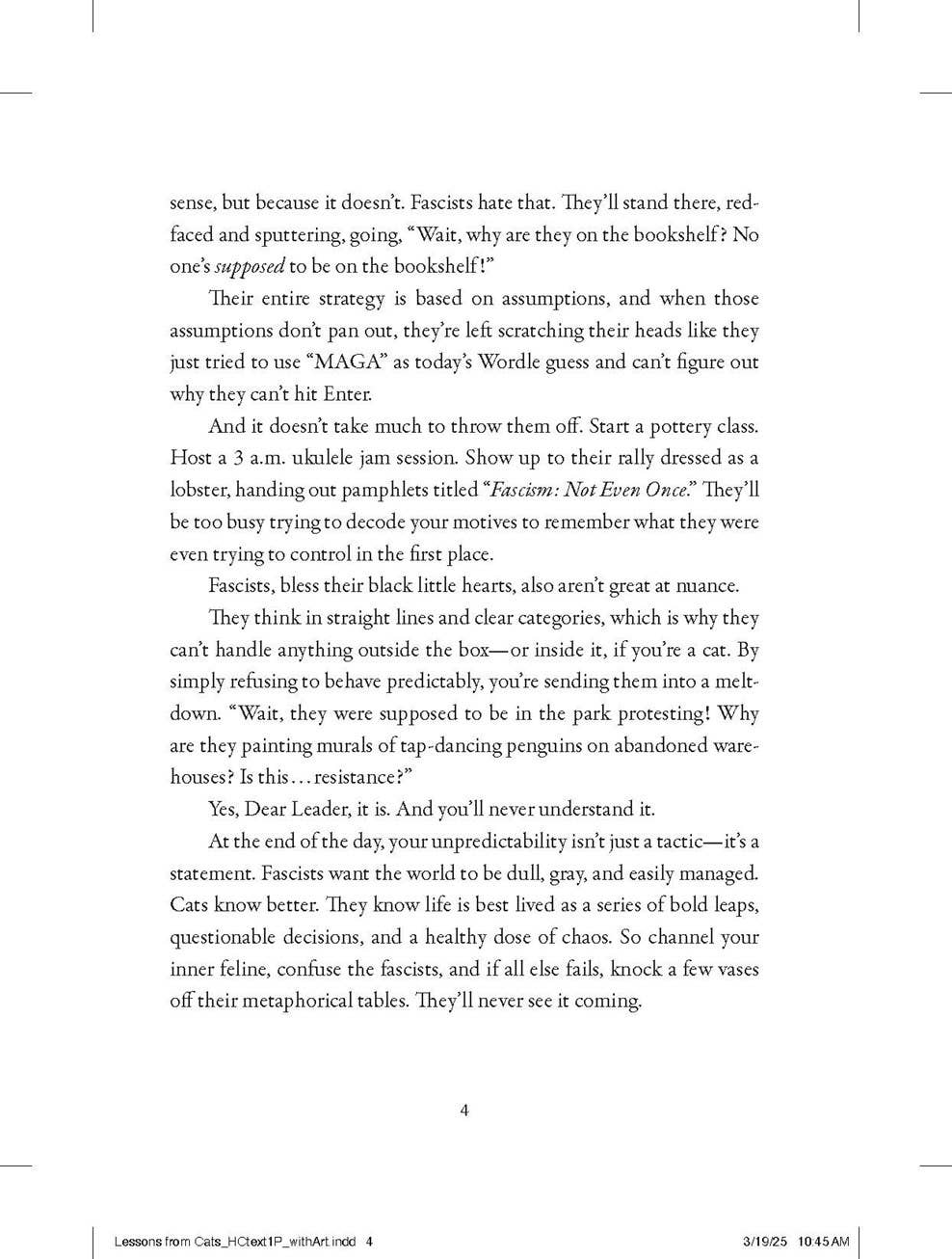 Lessons from Cats for Surviving Fascism: Hardcover