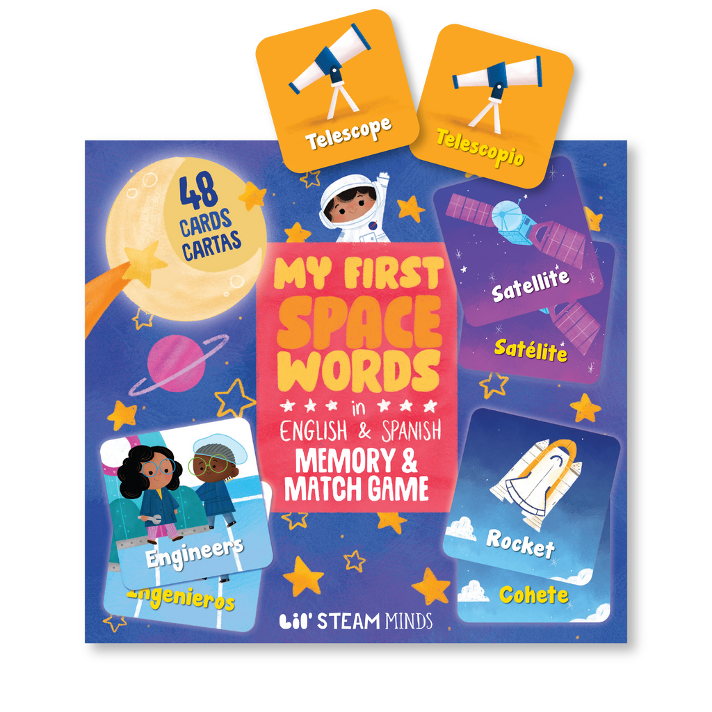 My First Space Words in English & Spanish Memory & Match Game