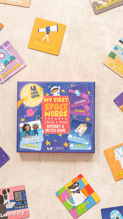 My First Space Words in English & Spanish Memory & Match Game