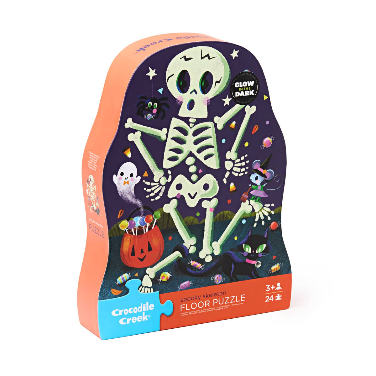 24pc Shape Box Puzzle Spooky Skeleton - Glows in the Dark!